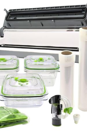 フードセーバー FM2010DTC フレッシュボックス3台 パックロール2本同梱セット 電圧:AC100V 周波数:50/60HZ 消費電力:120W #63231 7層フィルムのパックロール付き 本体サイズ:432×155.5×98.5(mm) 重量:約1.76kg 生活 キッチン家電 卓上 真空パック機