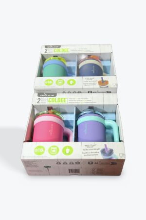 オリジナルセット Costco Reduce Coldee ステンレスマグ, 414mL, 2本セット, 保冷機能付き, スピルプルーフストロー付き [並行輸入品]