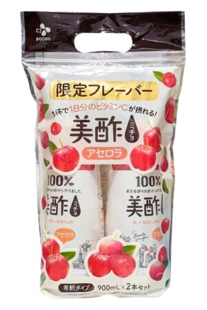 【 アソートセット】美酢 (ミチョ) アセロラ 希釈用 900ml x 2本 100％果実発酵酢 調味酢 ジューシーな甘酸っぱさ 1杯で1日分のビタミンが摂れる 無添加 無着色 日本製